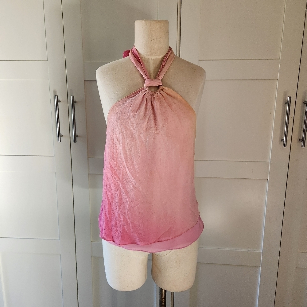 Ralph Lauren Pink Ombre Halter Blouse Y2k Sz 12